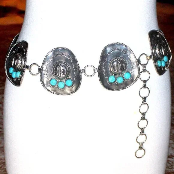 Southwest Sombrero Hat Medallion Belt - Size L/XL - Picture 4 of 13